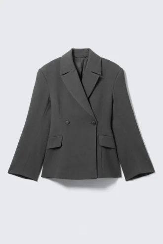 Taillierter Zweireiher-Blazer – Dunkelgrau meliert