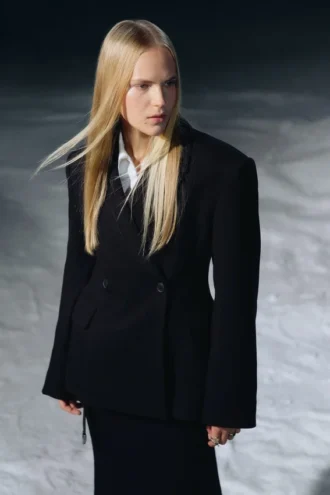 Taillierter Zweireiher-Blazer – Schwarz