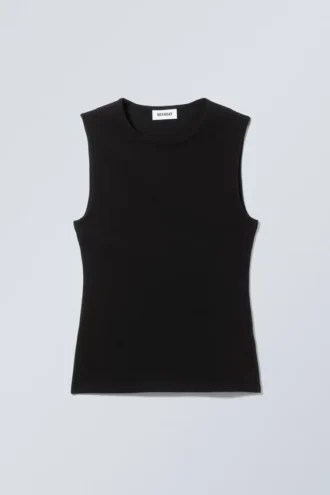 Tailliertes Baumwoll-Tanktop – Schwarz