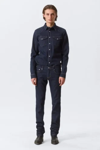 Tailliertes Jeanshemd – Blue Rinse – Dunkelblau