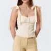 Tailliertes Korsett-Oberteil mit Bändern – Off-White Tailliertes Korsett-Oberteil mit Bändern – Off-White