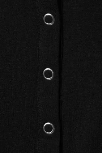 Tailliertes Langarm-Henley-Top – Schwarz