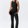 Tailliertes Nylon-Peplum-Top – Schwarz Tailliertes Nylon-Peplum-Top – Schwarz