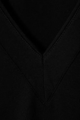 Tailliertes Oberteil mit ausgestellten Ärmeln und V-Ausschnitt – Schwarz