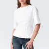 Tailliertes T-Shirt mit Abnähern – Weiß Tailliertes T-Shirt mit Abnähern – Weiß