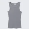 Tailliertes Tanktop mit Rippbündchen – Grau Tailliertes Tanktop mit Rippbündchen – Grau