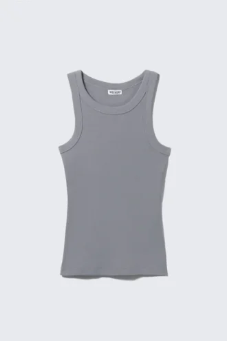 Tailliertes Tanktop mit Rippbündchen – Grau
