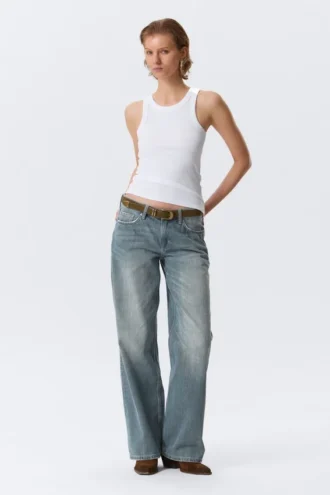 Tailliertes Tanktop mit Rippbündchen – Weiß