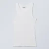 Tailliertes Tanktop mit Rippbündchen – Weiß Tailliertes Tanktop mit Rippbündchen – Weiß