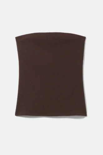 Tania Rib Tube Top – Dunkelbraun