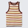 Tanktop aus offen gestrickter Baumwolle – Mehrfarbig gestreift Tanktop aus offen gestrickter Baumwolle – Mehrfarbig gestreift