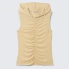 Tanktop mit Kapuze und Rüschen – Hellbeige Tanktop mit Kapuze und Rüschen – Hellbeige