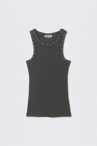 Tanktop mit Nieten – Dunkelgrau – Nieten