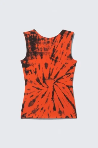 Tanktop mit offenem Rücken und U-Boot-Ausschnitt – leuchtend orange, Tie-Dye Tanktop mit offenem Rücken und U-Boot-Ausschnitt – leuchtend orange, Tie-Dye