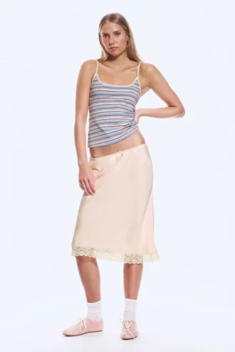 Tanktop mit schmalen Trägern – Blau/Rosa mehrfarbig gestreift Tanktop mit schmalen Trägern – Blau/Rosa mehrfarbig gestreift