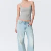 Tanktop mit schmalen Trägern – Grau meliert Tanktop mit schmalen Trägern – Grau meliert