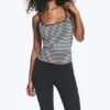 Tanktop mit schmalen Trägern – Weiß-schwarz gestreift Tanktop mit schmalen Trägern – Weiß-schwarz gestreift