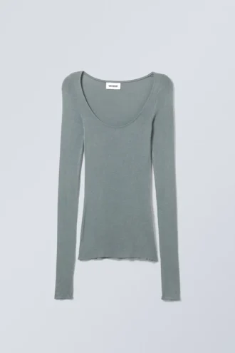 Tea Sheer Langarmshirt – Dusty Turquoise