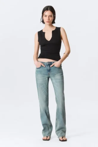 Tension Mid Rise Slim Bootcut Jeans – Perseus Blue – Mittelblau
