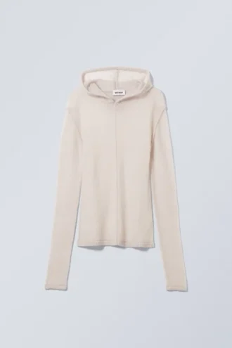 Terri Kapuzenpullover aus transparenter Wollmischung – Hellgrau