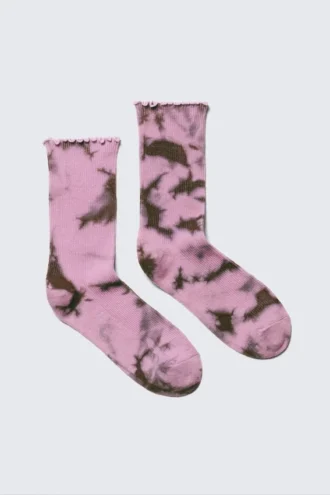 Tie-Dye-Socken mit Rüschen – Pink Tie-Dye
