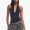 Tief ausgeschnittenes Neckholder-Top – Dunkelblau Tief ausgeschnittenes Neckholder-Top – Dunkelblau