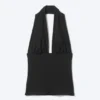 Tief ausgeschnittenes Neckholder-Top – Schwarz Tief ausgeschnittenes Neckholder-Top – Schwarz