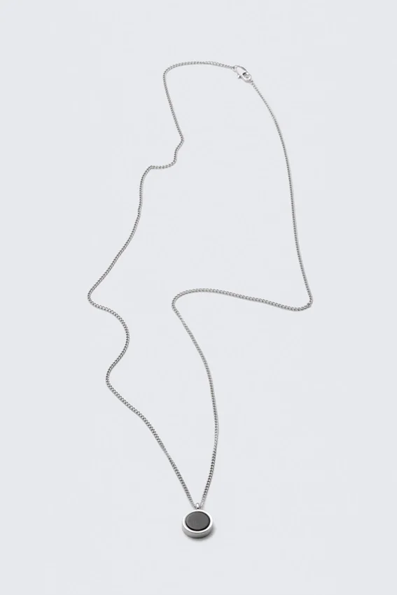 Tigerauge-Anhänger-Halskette – Silber – schwarzer Stein Tigerauge-Anhänger-Halskette – Silber – schwarzer Stein