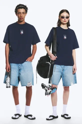 Toffs lockeres, kastenförmiges Fußball-T-Shirt – Dunkelblau