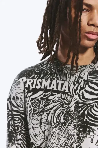 Tolles, kastenförmiges Langarmshirt mit Print – Dark Mole – Psychedelia