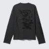 Tolles, kastenförmiges Langarmshirt mit Print – Dunkelgrau – Big Mess Tolles, kastenförmiges Langarmshirt mit Print – Dunkelgrau – Big Mess