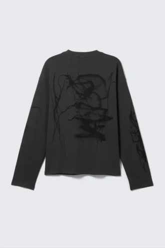 Tolles, kastenförmiges Langarmshirt mit Print – Dunkelgrau – Big Mess