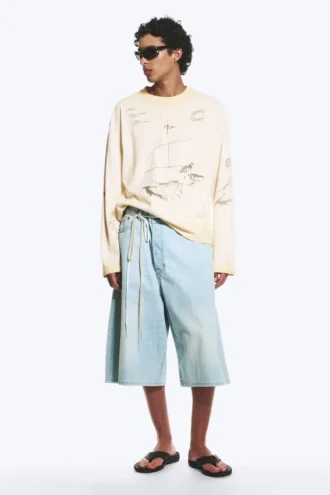 Tolles, kastenförmiges Langarmshirt mit Print – Light Dusty Mole – Sketch