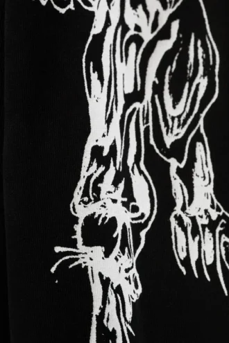 Tolles, kastenförmiges Langarmshirt mit Print – Schwarz – Angry Panthers