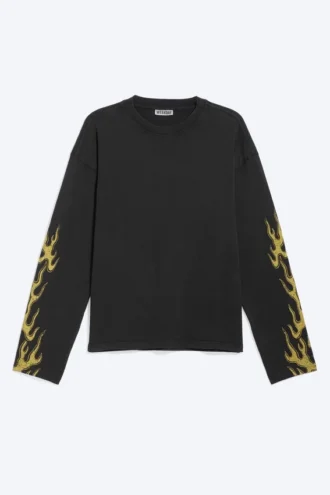 Tolles, kastenförmiges Langarmshirt mit Print – Schwarz – Riftborn