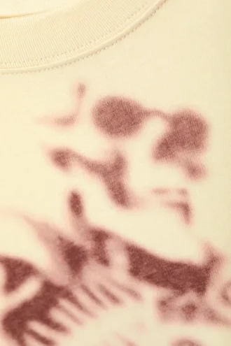 Tolles, kastenförmiges Langarmshirt mit Print – Staubweiß