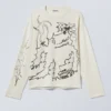 Tolles, kastenförmiges Langarmshirt mit Print – Staubweiß – Shaky Monster Tolles, kastenförmiges Langarmshirt mit Print – Staubweiß – Shaky Monster