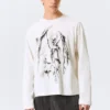 Tolles, kastenförmiges Langarmshirt mit Print und langen Ärmeln – Weiß – Skeleton Angel Tolles, kastenförmiges Langarmshirt mit Print und langen Ärmeln – Weiß – Skeleton Angel