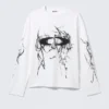 Tolles, kastenförmiges Langarmshirt mit Print – Weiß – Big Mess Tolles, kastenförmiges Langarmshirt mit Print – Weiß – Big Mess