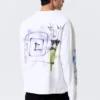 Tolles, kastenförmiges Langarmshirt mit Print – Weiß – Rat Spray Tolles, kastenförmiges Langarmshirt mit Print – Weiß – Rat Spray
