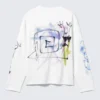 Tolles, kastenförmiges Langarmshirt mit Print – Weiß – Rat Spray Tolles, kastenförmiges Langarmshirt mit Print – Weiß – Rat Spray