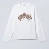 Tolles, kastenförmiges Langarmshirt mit Print – Weiß – Stardust Tolles, kastenförmiges Langarmshirt mit Print – Weiß – Stardust