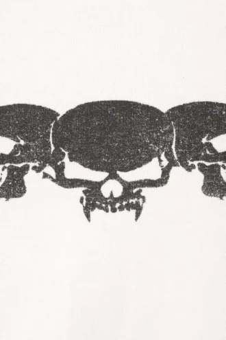 Tolles, kastenförmiges Langarmshirt mit Print – Weiß – Totenkopf-Flamme