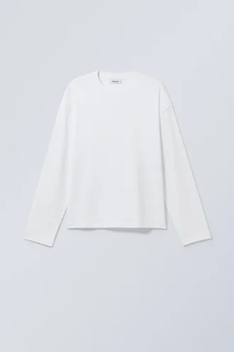 Tolles, kastenförmiges Langarmshirt – Weiß