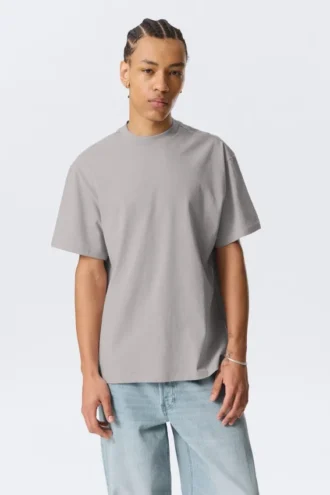 Tolles T-Shirt aus schwerem Stoff – Hellstaubgrau