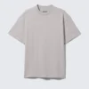 Tolles T-Shirt aus schwerem Stoff – Hellstaubgrau Tolles T-Shirt aus schwerem Stoff – Hellstaubgrau