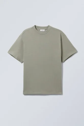 Tolles T-Shirt aus schwerem Stoff – Staubiges Khaki-Grün Tolles T-Shirt aus schwerem Stoff – Staubiges Khaki-Grün