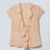 Top mit Rüschen und Bindeband vorne – Beige Top mit Rüschen und Bindeband vorne – Beige