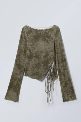Top mit seitlichen Bändern – Taupe – Smoked Granite