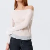 Transparente Bluse mit U-Boot-Ausschnitt und ausgestellten Ärmeln – Weiß Transparente Bluse mit U-Boot-Ausschnitt und ausgestellten Ärmeln – Weiß